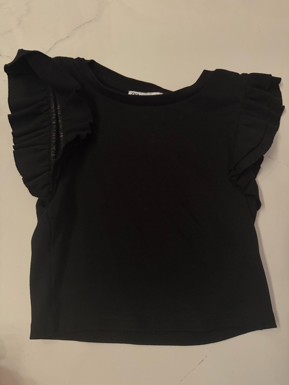 Zara Black Ruffle Sleeve Tank Top